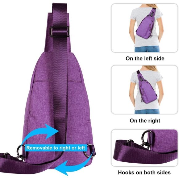 Unisex Waterproof Nylon Sling Crossbody Bag with Multiple Pockets for Travel and - Picture 6 of 13